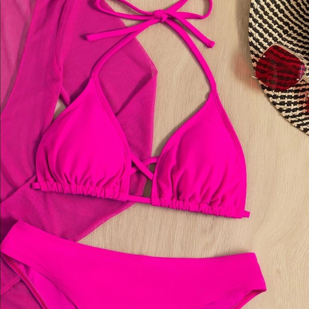 Shein Solid halter Triangle Bikini